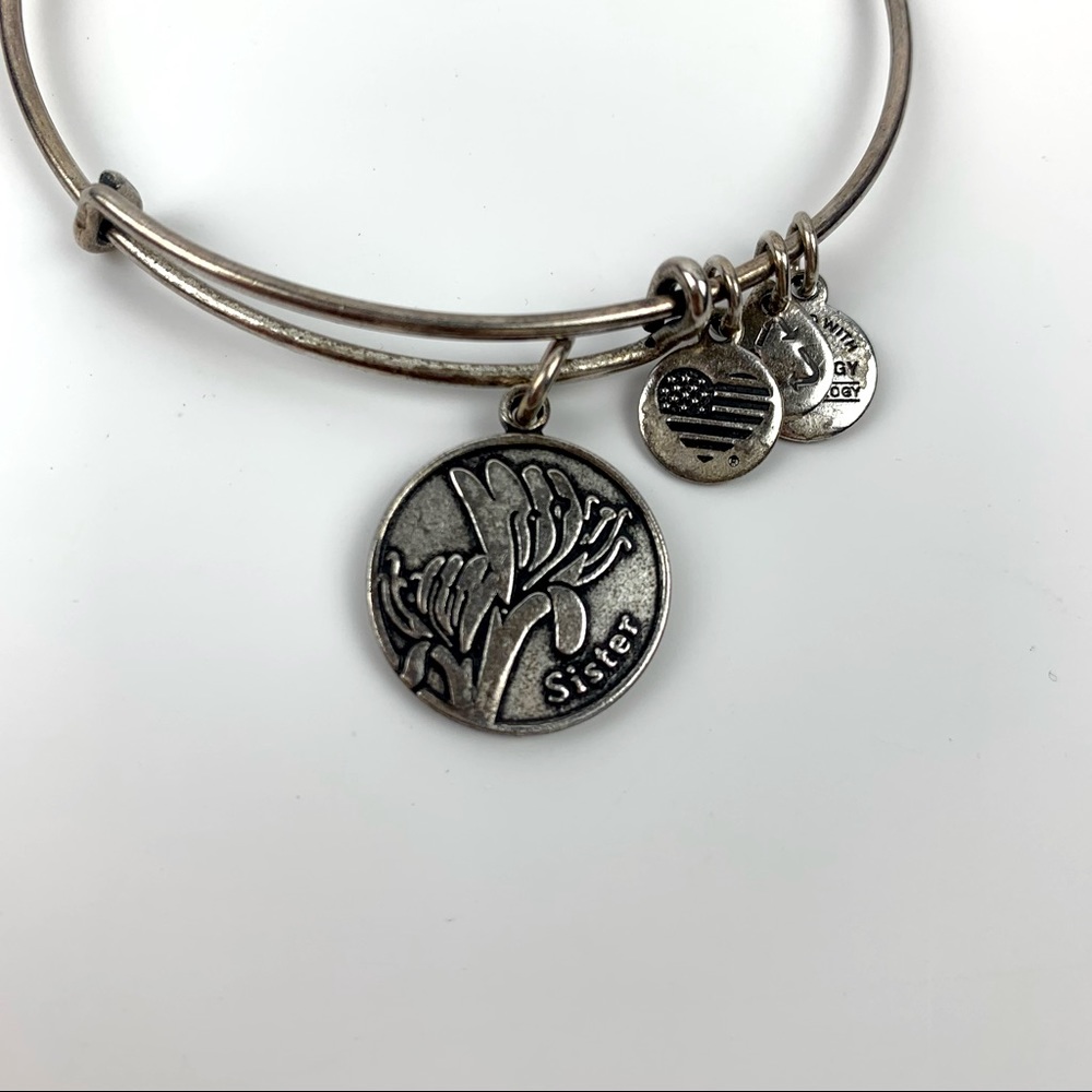 Alex and Ani Silver Bangle Sister Charm bracelet - Picture 10 of 14